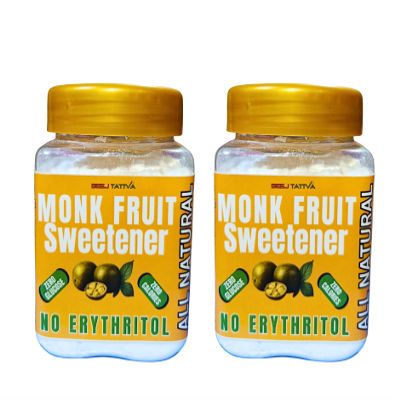 Beej Tattva | Monk Fruit Sweetener Powder | Zero-Calorie Sugar Substitute | 1:1 Sugar Replacer for Cooking & Baking | Diabetic & Keto Friendly | 200g (Pack of 2)