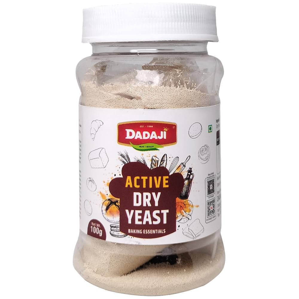Dadaji Active & Instant Dry Yeast Powder | 100g | Ideal for Baking Bread, Pizza, Cakes & Dough at Home | All Purpose Yeast | Pack of 1| With Free Spoon