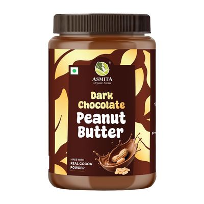 Asmita Organic Farms Dark Chocolate Peanut Butter 900g | Smooth & Creamy Peanut Butter | High Protein Spread | No Refined Sugar | Cholesterol & Trans Fat Free | Healthy Spread for Breakfast & Snacks