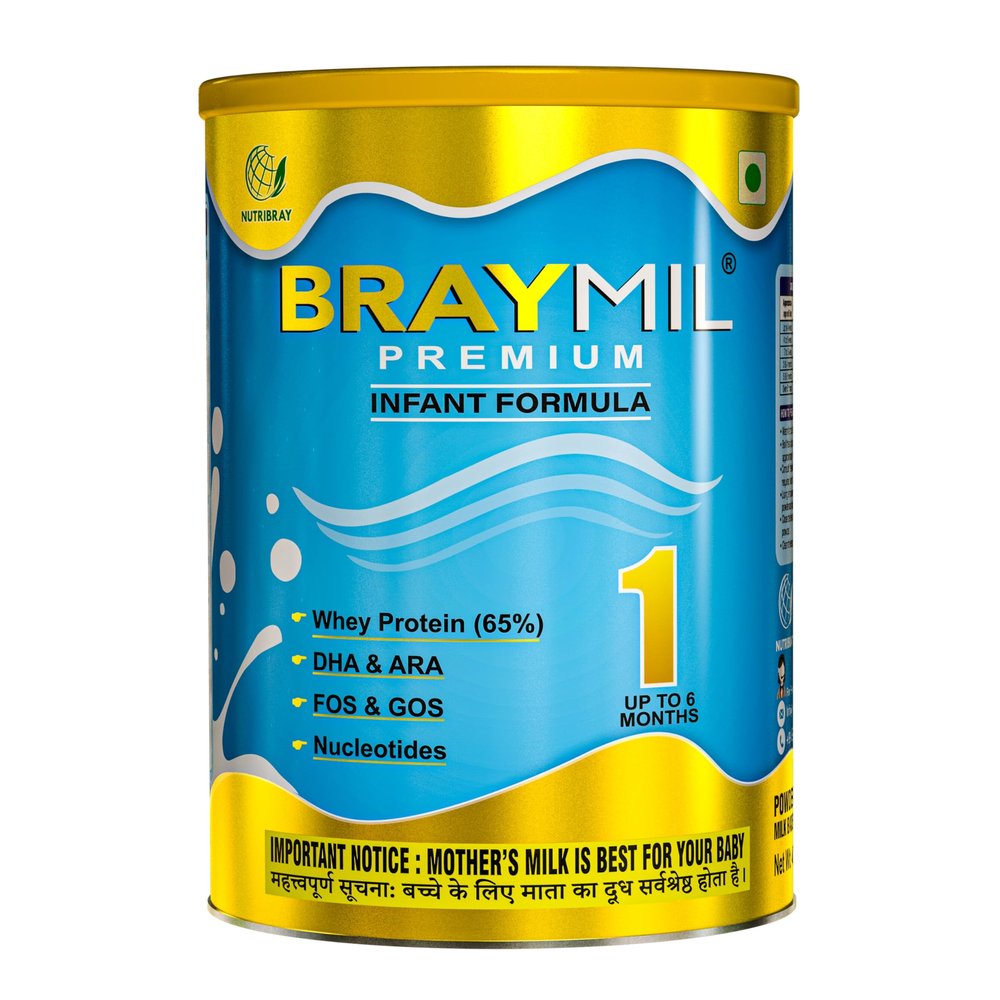 Braymil Premium 1 Infant Formula Stage 1 |up to 6 months baby| 400 gm Tin Pack with DHA & ARA| FOS & GOS|and Nucleotides