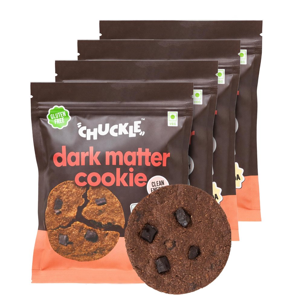 Chuckle Dark Chocolate Cookies with Jaggery, Oats & Cocoa 200g (4 Pack x 50g), Chocolate Biscuit without Palm Oil, Gluten Free Tea Time Healthy Cookies for Kids & Adults
