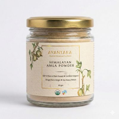 Ayantara Himalayan Amla Powder - 80g | 100% Pure, Natural & Organic | Supports Healthy Hair, Skin & Promotes Gut Health| Rich in Vitamin C, AntiOxidants & Fiber| No Preservatives | Lab Tested