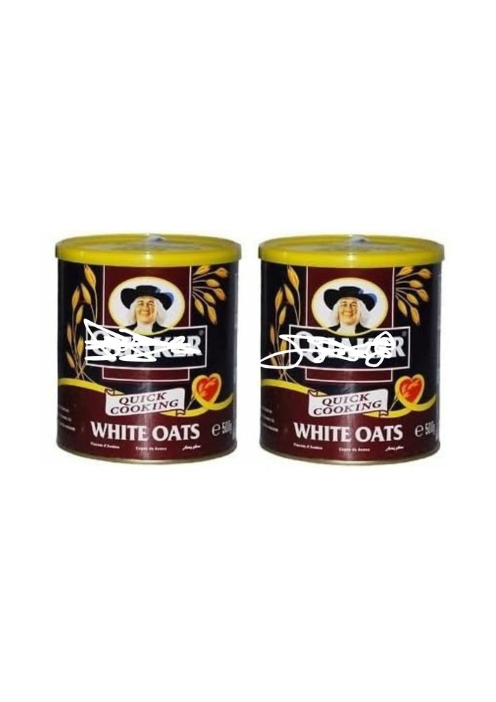 FruitJoy Quakers Quick Cooking White Oats Breakfast Cereals 100% Whole Grain Oats Each 500gm (Pack Of 2)