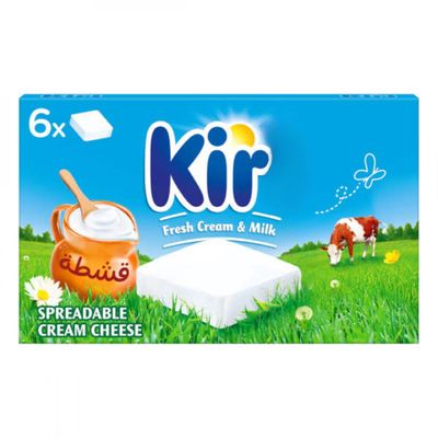 Kiris Spreadable Squares Cream Cheese, 6 Pieces (108g) | Smooth & Creamy Cheese Spread | Imported