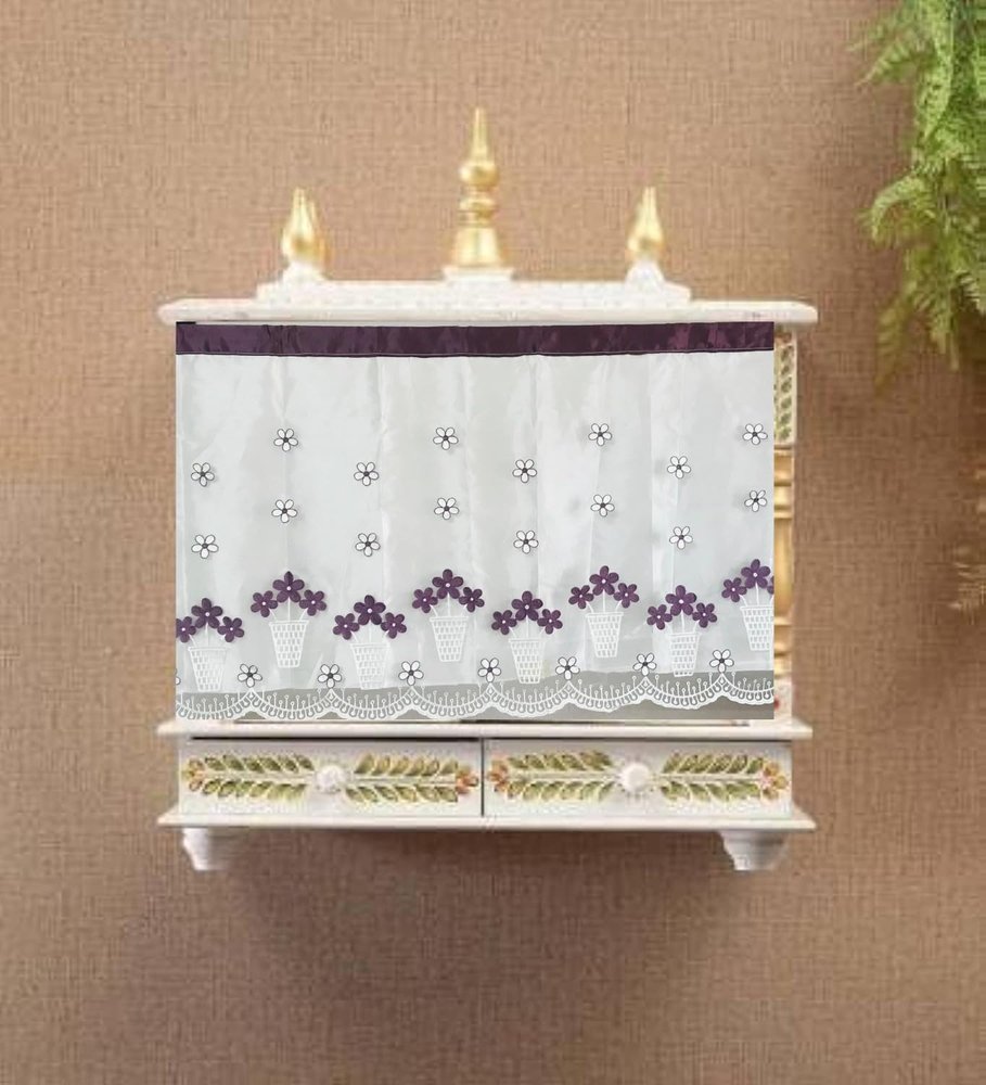 XOIPED Temple Curtain for Home Mandir | Decorative Pooja Room Mandir Parda/Curatin for Home & Office Temple (White Kun, 25 Inch)