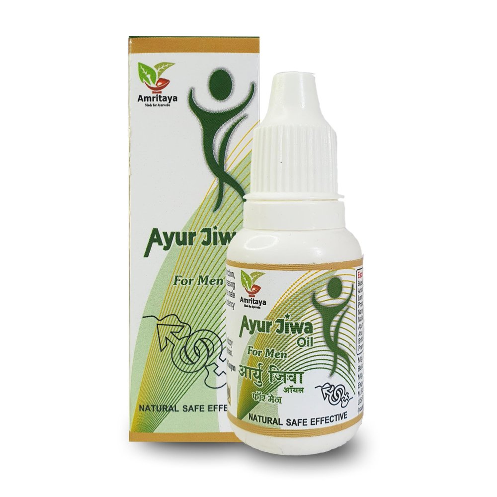 Amritaya Ayur Jiwa Oil | Ayurvedic Mens Vitality & Stamina Massage Oil with Ashwagandha, Shilajit, Safed Musli & Kaunch Beej | Supports Strength, Energy & Reproductive Wellness 10ml