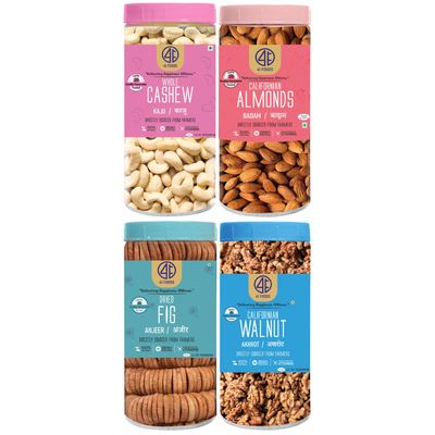 41 Foods Premium Dry Fruits Combo of Almonds Cashews Figs and Walnuts | 800g (200g x 4)