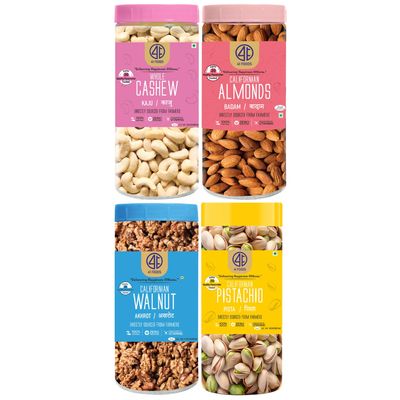 41 Foods Premium Dry Fruits Combo of Almonds Cashews Pista and Walnuts | 1 KG (250g x 4)