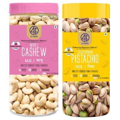 41 Foods Premium Dry Fruits Combo of Cashews and Pista | 300g (150g x 2)