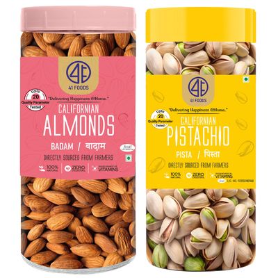 41 Foods Premium Dry Fruits Combo of Almonds and Pista | 300g (150g x 2)