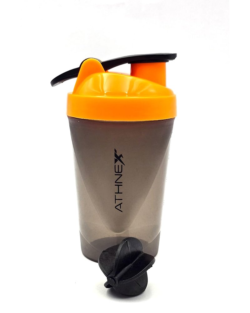 Athnex 500ml Protein Shaker Bottle | BPA-Free, Leakproof with Mixer Ball & Adjustable Carry Loop | Compact & Durable Gym Sipper for Fitness & Travel (Orange)