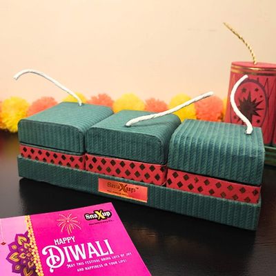 SnaXup Diwali Gift Hamper  The Sutli Bomb Platter (3 Box Set) | Roasted Cashew 100g, Roasted Almond 100g & Roasted Makhana 20g | Premium Dry Fruit Gift Pack