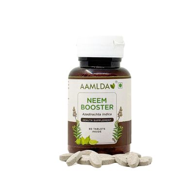 Aamlda Neem Booster, Natural Detox Tablets, Pure Neem Extract, for Clear Skin and Body Purification, 60 Capsules