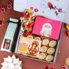 FlowerAura Premium Diwali Gift Box of Kaju Katli, Wooden Plank, Lotus Toran, Reed Diffuser, Set of 12 Candle Diya | Corporate Gifting | Tradational Diwali Gift For Relatives & Friends view 2