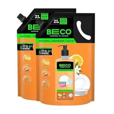 Natural Dishwashing Liquid, Biodegradable Food-Grade Formula, Tough on Grease, Gentle on Hands, 125 ML Refill