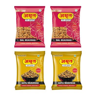 AMRUT Mukhwas Combo  Dal Mukhwas (200g x 2) + Gotli Mukhwas (200g x 2) | Traditional Indian Digestive Mouth Freshener | After-Meal Snack | Pack of 4 | Total 800g