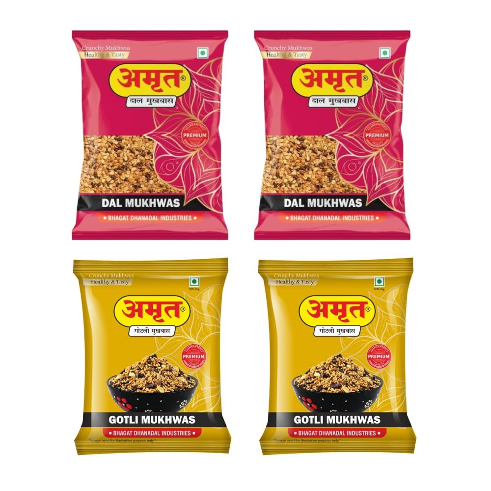 AMRUT Mukhwas Combo  Dal Mukhwas (200g x 2) + Gotli Mukhwas (200g x 2) | Traditional Indian Digestive Mouth Freshener | After-Meal Snack | Pack of 4 | Total 800g
