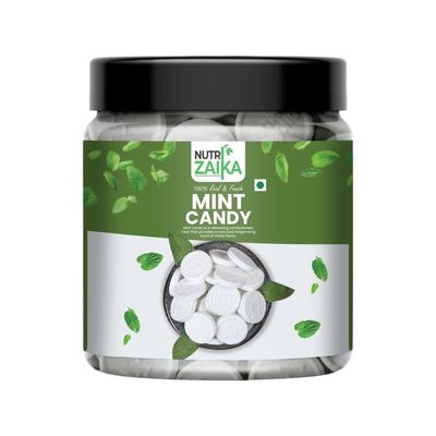 NUTRIZAIKA Mint Flavoured Candy | Pudina Mint Candies | Pudina Goli | Mouthfreshner - Jar Pack 100g