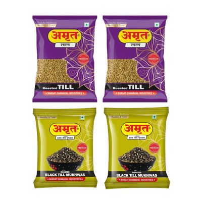 AMRUT Mukhwas Combo  Till Mukhwas (200g x 2) + Black Till Mukhwas (200g x 2) | Traditional Indian Digestive Mouth Freshener | After-Meal Snack | Pack of 4 | Total 800g