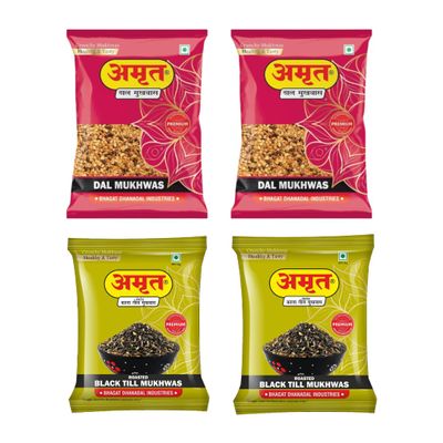 AMRUT Mukhwas Combo  Dal Mukhwas (200g x 2) + Black Till Mukhwas (200g x 2) | Traditional Indian Digestive Mouth Freshener | After-Meal Snack | Pack of 4 | Total 800g