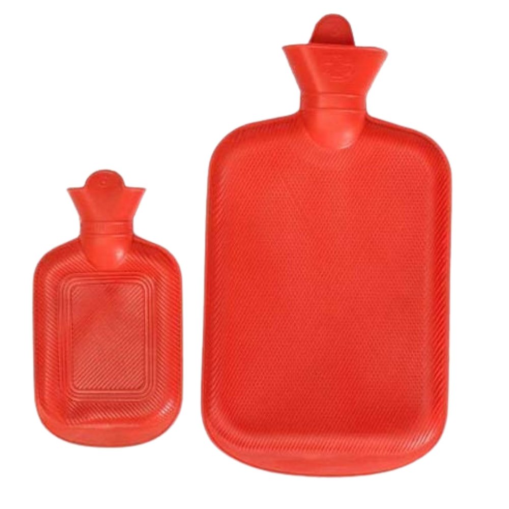 Alvion Hot Water Bag 2pcs Set Natural Rubber, BPA-Free, Durable Heat Therapy & Hot Compress Bags (500ml & 1L) Random Colors, Safe & Soft, Perfect for Pain Relief, Menstrual Cramps, Muscle Relaxation.