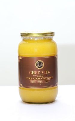 Ghee Vita Premium A2 Gir Cow Ghee  1L Jar | Hand-Churned Bilona Method | Grass-Fed, Nutrient-Rich Desi Ghee for Better Nutrition & Wellness | Traditional Indian Superfood for Heart & Immunity