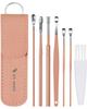 Dr Vaku Reusable EarWax Removal Cleaning Tool Kit (Set of 7) Stainless Steel With Storage Case Ear Pick Scoop Curette Cleaner And Spring Buds Safe Easy & Hygienic- Pink view 1