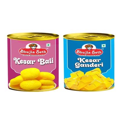 BHUJIA SETH sweets kesar Bati & kesar Ganderi combo pack (1 kg x 2) pack