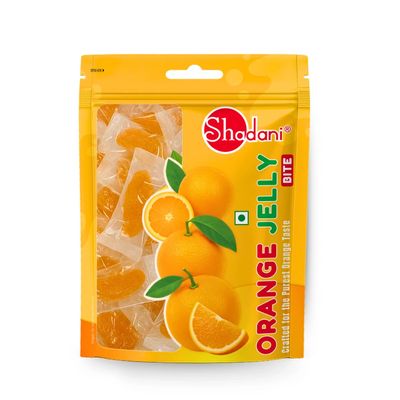 Shadani Orange Jelly Bite  Soft & Chewy Orange Flavored Jelly Candy, Fun Fruity Treat for Kids & Adults, 180g Pack