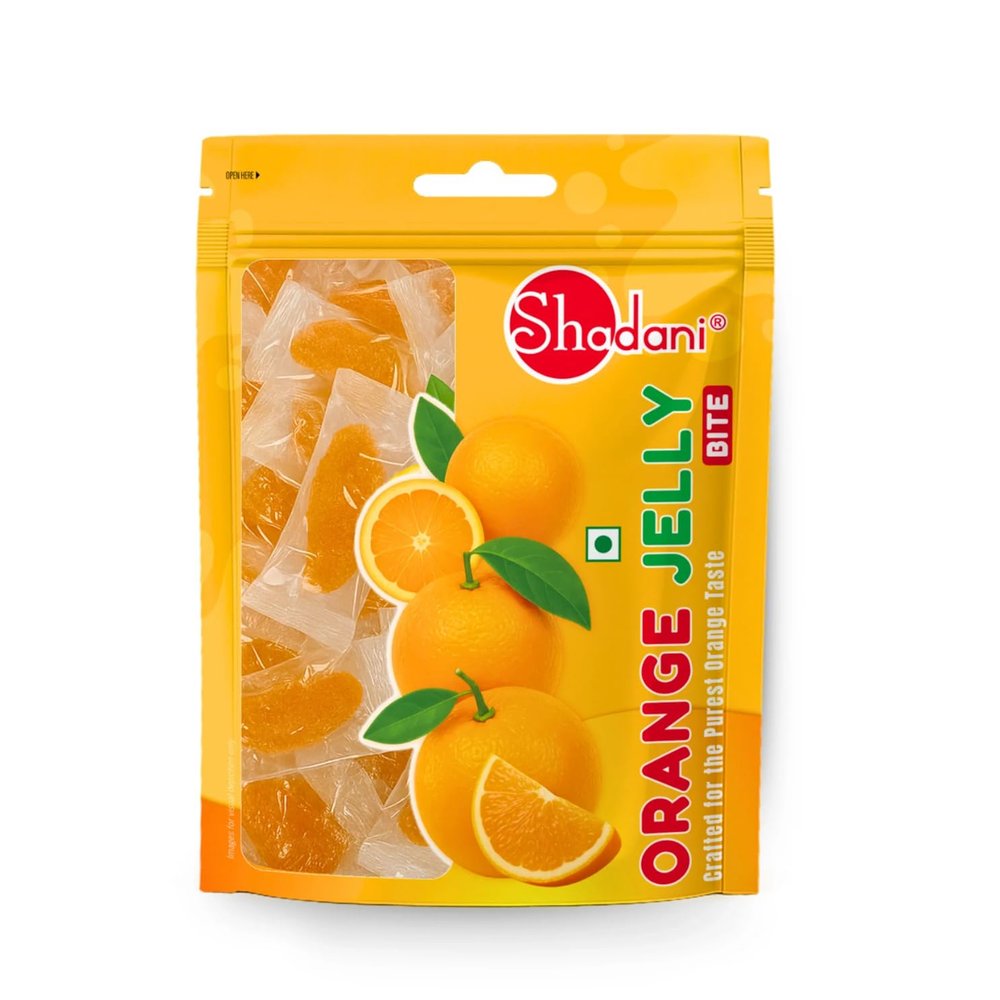Shadani Orange Jelly Bite  Soft & Chewy Orange Flavored Jelly Candy, Fun Fruity Treat for Kids & Adults, 180g Pack