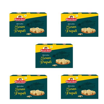 BHUJIA SETH Desi Ghee soan papdi combo pack 400 gm x 5 box
