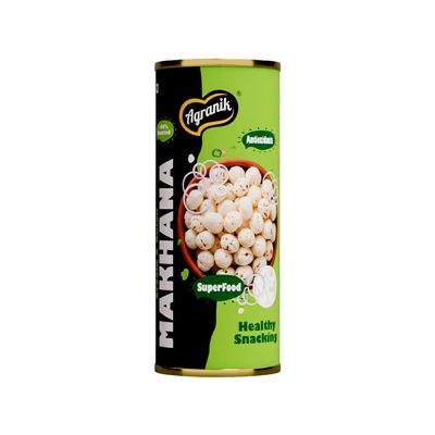 Agranik Premium Roasted Makhana (Foxnuts), Cream and Onion Flavor, 80g, Low Calorie Protein Rich Snack with Goodness of Olive Oil
