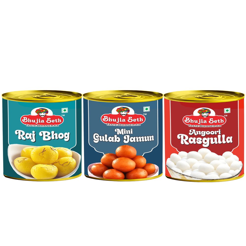 BHUJIA SETH Rajbhog, Mini Gulab Jamun & Angoori Rasgulla combo pack (1 kg x 3) pack