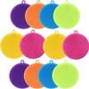 12 Pcs Silicone Dish Scrubber Reusable BPA-Free Sponge Dish Brush, Food Grade Rubber Sponges, Quick Dry & Dishwasher Safe for Kitchen, Fruits, Vegetables & Non-Scratch Cleaning Mix Colours view 1