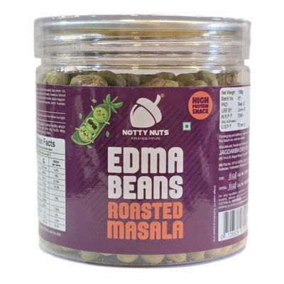 Notty Nuts Roasted Edamame Beans, Masala Flavor | High Protein Healthy Snack with 46g Protein | Healthy Roasted Edma Beans | Gluten-Free, Plant Protein, High Fiber | 150g
