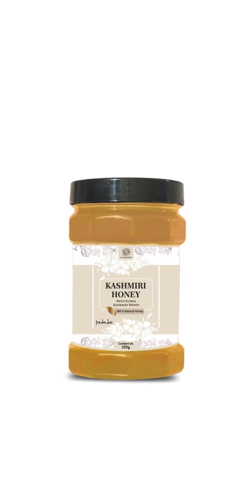 AL MASNOON Pure Kashmiri Honey  Natural Multifloral Delight, 250g  Sourced from the Pristine Valleys of Kashmir for a Rich, Authentic Taste