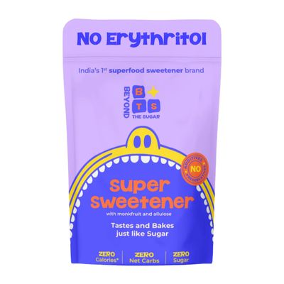 Beyond The Sugar Monkfruit Sweetener Powder | Monk Fruit and Allulose | No Erythritol | Zero Glycemic Index, Zero Calories | Sugar Replacer for Cooking & Baking | Keto & Diabetic Friendly | 225g (Pack of 1)