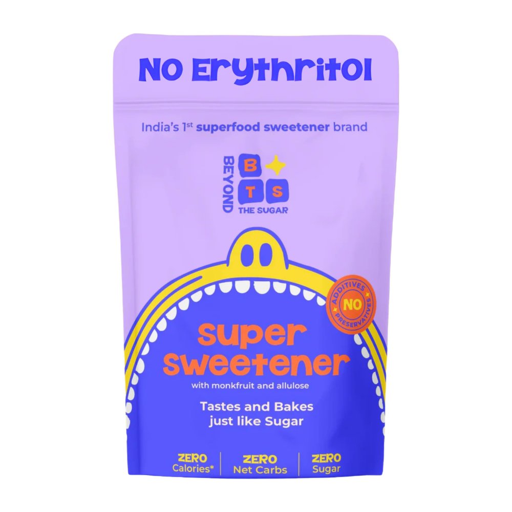 Beyond The Sugar Monkfruit Sweetener Powder | Monk Fruit and Allulose | No Erythritol | Zero Glycemic Index, Zero Calories | Sugar Replacer for Cooking & Baking | Keto & Diabetic Friendly | 225g (Pack of 1)
