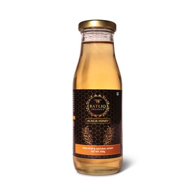 Batliq Organics Acacia Honey 100% Pure, Raw & Unprocessed (430g) | Natural Honey from Kashmir Acacia Blossoms | Premium Ayurvedic Sweetener | No Added Sugar or Preservatives
