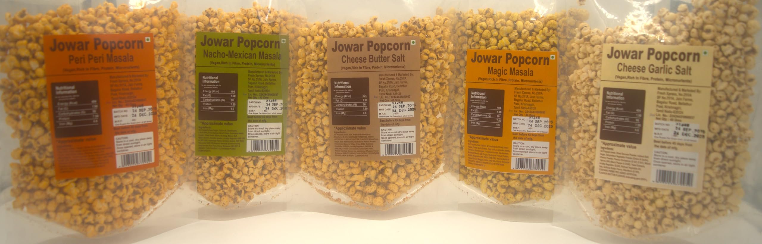 Millops Jowar Popcorn| ASSORTED PACK OF 5 FLAVOURS 5X2|Healthy snacks|40g pack of 10pcs|Cheese Garlic salt|Cheese Butter salt|magic masala|Peri Peri|Nacho Mexican|Jowar Lahi |Jowar Dhani|Jolada Aralu |Diabeties friendly|