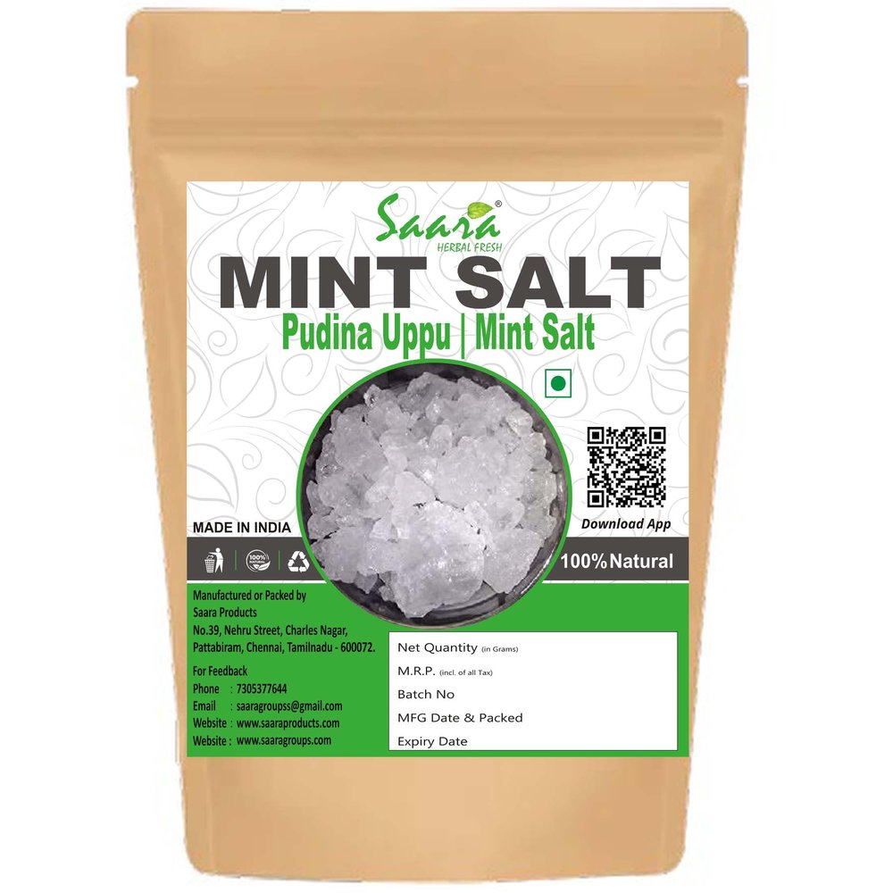Saara Herbal Fresh Pudina Uppu 10g | Mint Salt | Pudina Namak | Herbal Mint Salt for Cooking & Seasoning