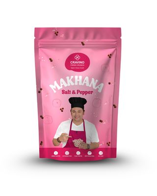 CRAVINO FRESH CRUNCH Premium Salt & Pepper Flavoured Makhana - 50gm | Roasted Fox Nuts | Crunchy, Protein-Rich Healthy Snack | Gluten-Free, Low-Calorie Superfood for Guilt-Free Snacking | Healthy Snacking