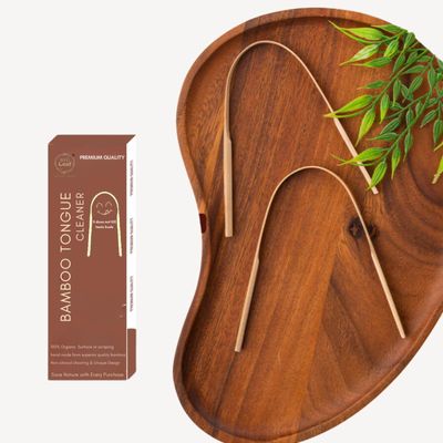 Big Leaf Bamboo Tongue Cleaner for Fresh Breath | 100% Natural, Biodegradable & Eco-Friendly Oral Hygiene Tool | Gentle on Taste Buds, Anti-Bacterial, Non-Toxic, Wax-Coated Tongue Scraper (Pack of 2)