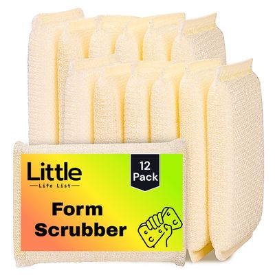 Little Life List - Form Scrub Sponge, Scrubber Pad for Cleaning Kitchen, Utensils, Vessels, Tile and Car, Multi Colour, Pack of 12