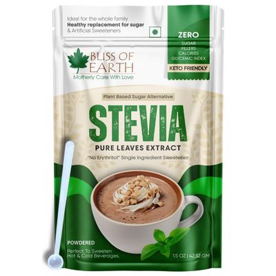 Bliss of Earth Pure Stevia Extract Powder Without Erythritol | Natural Zero Calorie Sweetener | Sugar Free Stevia Extract | Organic Sugar Alternative | Keto Friendly Stevia Sugar for Everyday Sweetness 42.52g