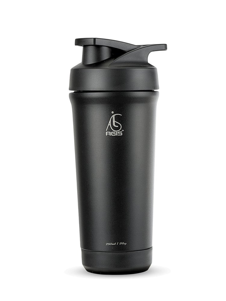 AGIS Black & White Stainless Steel Leak - Proof Bottoms Up Shaker 750 ml for Protein Shakes And Gym Supplements Leakproof, Bpa-Free
