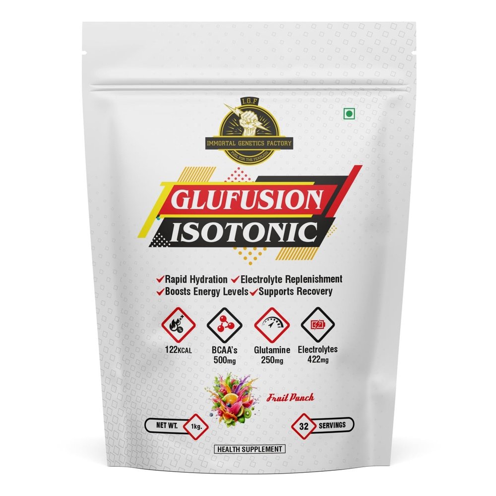 I.G.F IMMORTAL GENETICS FACTORY Glufusion Isotonic Health Suppliment ( Fruit Punch, 1kg Each, 32 Servings )(Pack of 2)