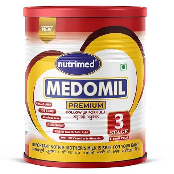 NUTRIMED Medomil Premium Stage 3 Infant Milk Formula, Lactose & Sucrose Free, for Boys & Girls 1 Year+, White, 400g