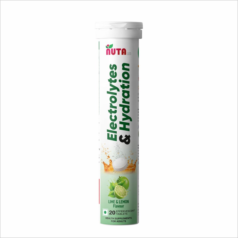 ELECTROLYTES & HYDRATION EFFERVESCENT 20 TABLETS for Instant Hydration, Boosts Energy Levels,Restores Electrolyte Balance,fast & Reload Hydration, Perfect for Active Lifestyles|lime & lemon flavour | Effervescent tablets for Men & Women (pack of -1(o
