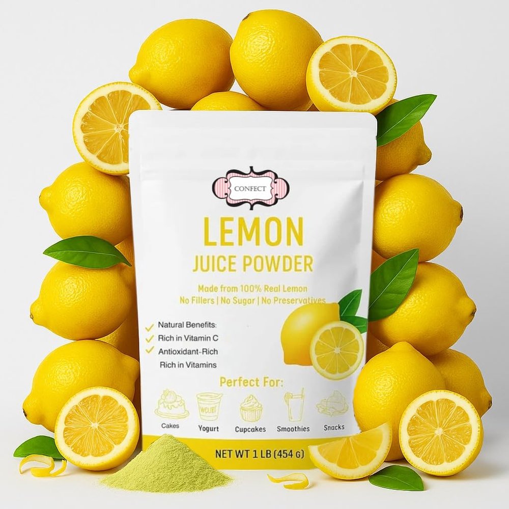 Confect Lemon Juice Powder | Pure & Natural Fruit Powder for Smoothies, Baking, Beverages, Juices, Tea & DIY Recipes | Vegan, Gluten-Free, No Added Sugar 50 Gms (50g)